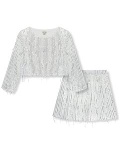 Комплект привычных пайеток с бахромой Habitual, серый