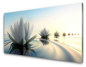 Стеклянная картина Tulup Blumen Wasser Kunst, 100x50x1 см, белый