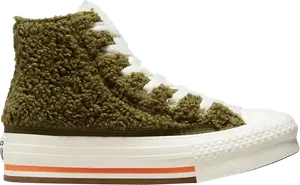 Кроссовки Converse Chuck Taylor All Star Sherpa EVA Platform High GS Dark Moss Bold Mandarin, зеленый