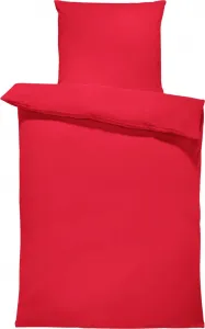 Комплект постельного белья из 4 предметов, размер 155x200 см, однотонный, красный, перкаль, хлопок, комфортный размер One-Home