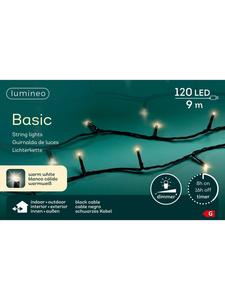 Lumineo Базовая гирлянда из 120 светодиодов, 9 м, черный кабель, теплый белый свет