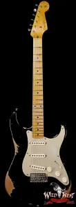 Fender Custom Shop Лимитированная серия 1958 Stratocaster с грифом из ясеня AA Flame Maple, сильно состаренный, черный, 7,75 фунтов
