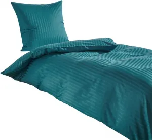 Постельное белье Dream Sleep Mako-Satin Stripe 135x200 см + 80x80 см Petrol Traumschlaf