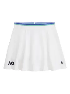 Мини-юбка с фирменным логотипом POLO RALPH LAUREN KIDS, белый