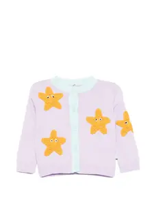 Кардиган с нашивками в виде звезд Stella Mccartney Kids, фиолетовый