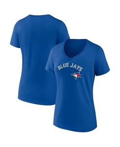 Женская футболка Royal Toronto Blue Jays Team Lockup с v-образным вырезом Fanatics, синий