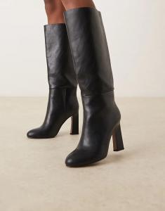 Черные сапоги Carly на блочном каблуке с застежкой-молнией ASOS DESIGN