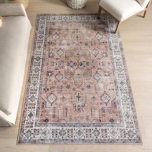 Ковер nuLOOM, 244 x 305 см, с машинной стиркой, водонепроницаемой поверхностью, устойчивый к пяткам, винтажный традиционный ковер для гостиной, столовой, офиса, Leilany Peach