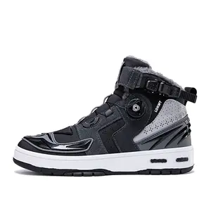 LOKWT Амортизирующие противоскользящие износостойкие водонепроницаемые ударопрочные полувысокие велотуфли унисекс с темно-серой флисовой подкладкой, цвет Dark Gray Fleece-Lined