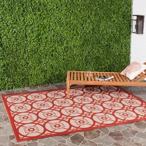 Ковер SAFAVIEH, 163 x 234 см,  Courtyard Collection beige / red CY7476 для дома и улицы, водонепроницаемый, легко чистится, для патио, заднего двора, прихожей