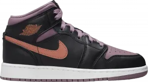 Кроссовки Air Jordan 1 Mid SE GS 'Black Sky J Mauve', черный
