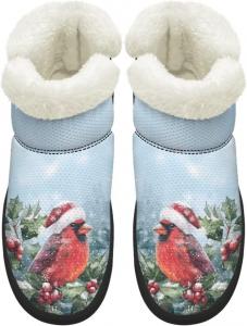 Женские зимние сапоги средней высоты с широким носком, противоскользящие, с меховой подкладкой, имитация кожи, без застежек, носить легко, размеры 4,5-12 Chririnla, Christmas Cardinal