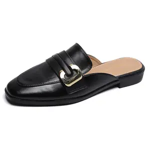 Женские сандалии с закрытым носком и резиновой подошвой, противоскользящие Lan Miao, Black