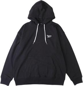 Толстовка с капюшоном, флисовая подкладка, длинные рукава, простая толстовка с капюшоном, теплая, свободного кроя, унисекс, для взрослых Reebok, черный