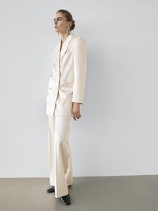 Атласные брюки с широкими штанинами - Studio Massimo Dutti, beige