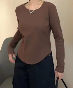 Облегающая футболка с длинными рукавами и круглым вырезом Aimoha - Select -, цвет Coffee