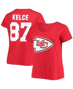 Женская красная футболка больших размеров с V-образным вырезом Travis Kelce Kansas City Chiefs Fanatics, красный
