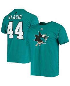 Мужская фирменная футболка marc-edouard vlasic teal san jose sharks с именем и номером игрока Fanatics, бирюзовый