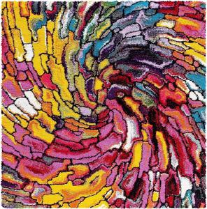 SAFAVIEH Fiesta Shag Collection ковер 122 x 122 см - Multi, Rainbow дизайн, без линьки и простой уход, идеален для гостиной, столовой, спальни (FSG373M)