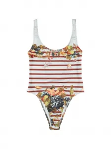 Полосатый купальник с цветочным принтом Jean Paul Gaultier, белый