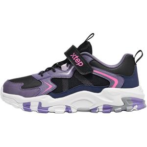 Нескользящие износостойкие низкие детские кроссовки для повседневной жизни XTEP, черный/фиолетовый