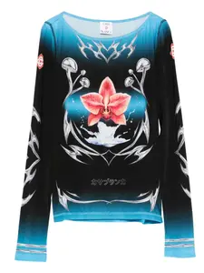 Топ с длинными рукавами и принтом CASABLANCA, черный