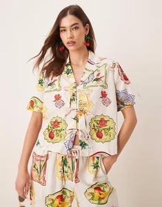 Футболка Nobody's Child Harper с галстуком и фруктовым принтом в виде открытки