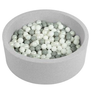 Selonis, сухой круглый бассейн с шариками 6см светло-серый:бело-серо-жемчужный 90х30см/200 шариков