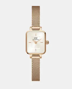 Quadro Mini DW00100651 женские часы в розовой стальной сетке Daniel Wellington, розовый