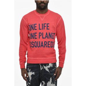 Хлопковая толстовка с круглым вырезом и крупным принтом спереди Dsquared2, Red
