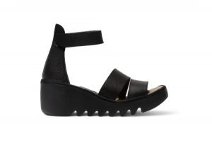 Женские сандалии-эспадрильи Fly London BONO290FLY на клиньях, серебристо-черные, кожа Idra