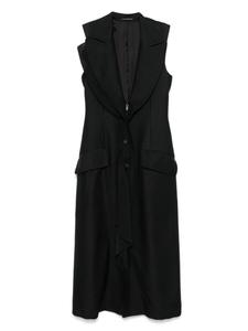 Платье миди с глубоким V-образным вырезом от Yohji Yamamoto, черный