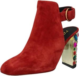 Женские модные ботильоны YDN с квадратным носком и ремешком на пятке, с заклепками, массивные высокие каблуки, обувь с пряжкой, для вечеринок, выпускного и повседневной носки, размеры US 4-16, Red