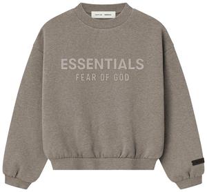 Детская флисовая толстовка с круглым вырезом Fear of God Essentials, серый