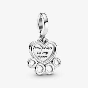 Шарм-подвеска Pandora Moments Hearts & Paw Print, серебро