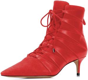 Женские ботильоны YDN с острым носком, средний каблук, удобные, с шнуровкой и молнией сзади, для вечеринок и нарядов, размеры 4-15 США, Red