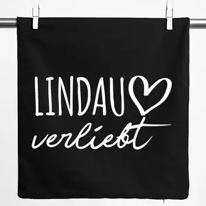 Наволочка Huuraa Подарок на Боденское озеро в Линдау 40x40 см, черный хлопок, подарок на Боденское озеро в Линдау Hellweg Druckerei