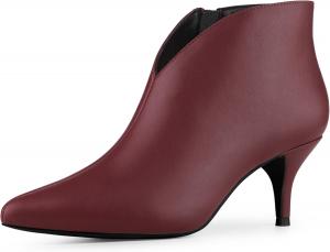 Ботильоны Allegra K для женщин с вырезами, заостренным носком и шпилькой, Burgundy