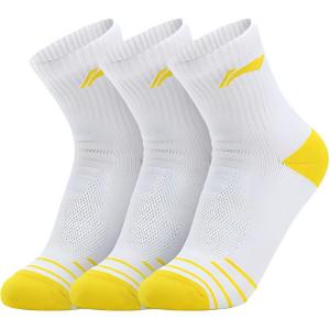 Носки LiNing Crew Socks унисекс, разноцветные, двойные, белые, желтые