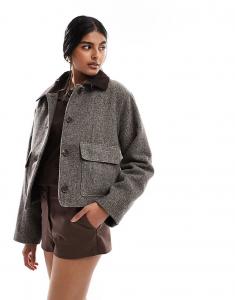Куртка Asos Design Wool Blend Top Collar, серый