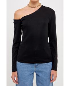 Женский асимметричный топ мягкого трикотажа Grey Lab, черный