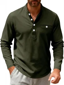 Мужская повседневная рубашка-поло Casual Loose Henley с длинным рукавом