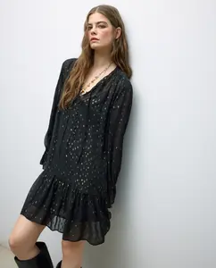 Короткое платье с длинными рукавами из люрекса Tintoretto, черный