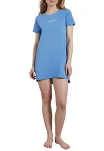 Ночная рубашка TOM TAILOR с эффектной надписью, синий