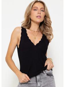 Топ SASSYCLASSY Strick Top mit V-Ausschnitt, черный