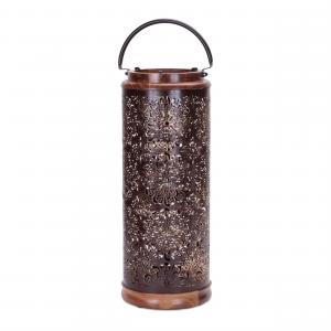 Подсвечник-фонарь Melrose International с элементами из натурального дерева, 48 см, коричневый