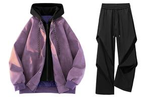 WARRIOR Куртка унисекс, Purple+Black (Mock Two-Piece Windproof and Waterproof Clothing Sets)