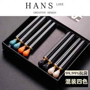 CERAMICS (CERAMICS) 2024 новые палочки для еды для дома, семейных обедов, высококачественный сплав, коммерческое использование в отелях, антибактериальные, роскошное ощущение [черная золотая подарочная коробка], четыре цвета: Gemstone Han White Jade