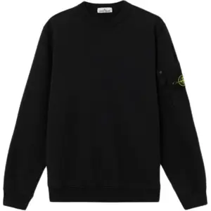 STONE ISLAND Свитшот мужской черный с круглым вырезом Moderate