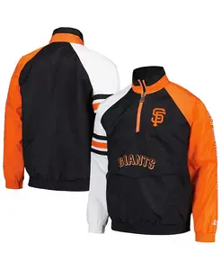 Мужская черно-оранжевая толстовка San Francisco Giants Elite Raglan Half-Zip с рукавом реглан и полузастежкой-молнией Starter
